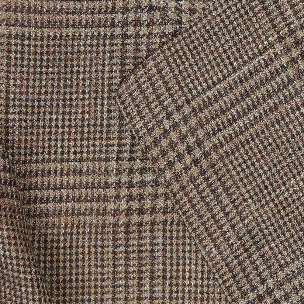 Light Brown Checked Wool Silk Linen Blazer