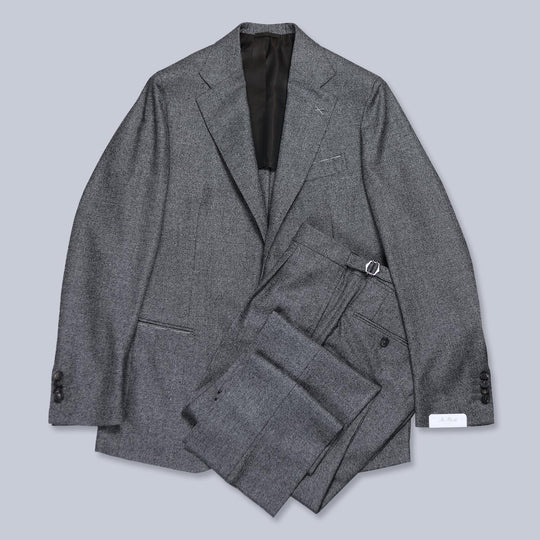 Mid Grey Patterned Virgin Wool Suit