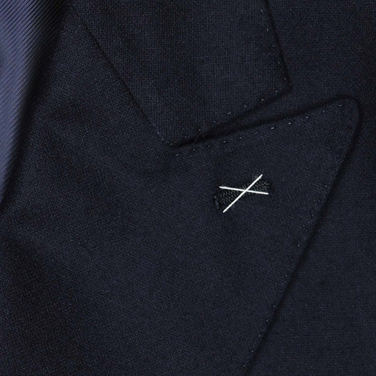 Navy Double-Breasted Wool Cashmere Blazer