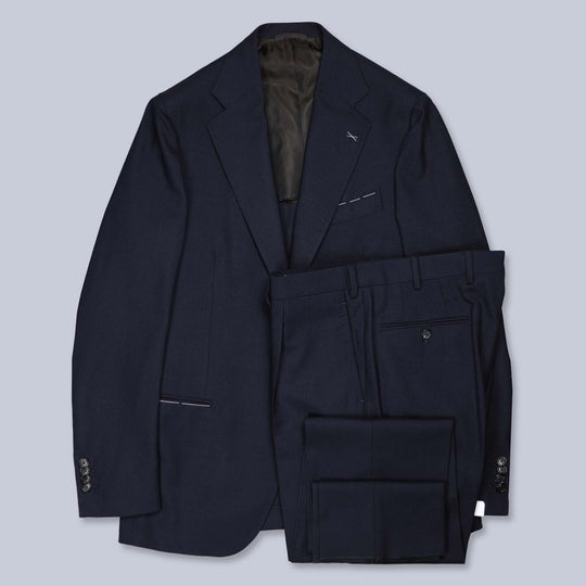 Navy High Twist Virgin Wool Suit