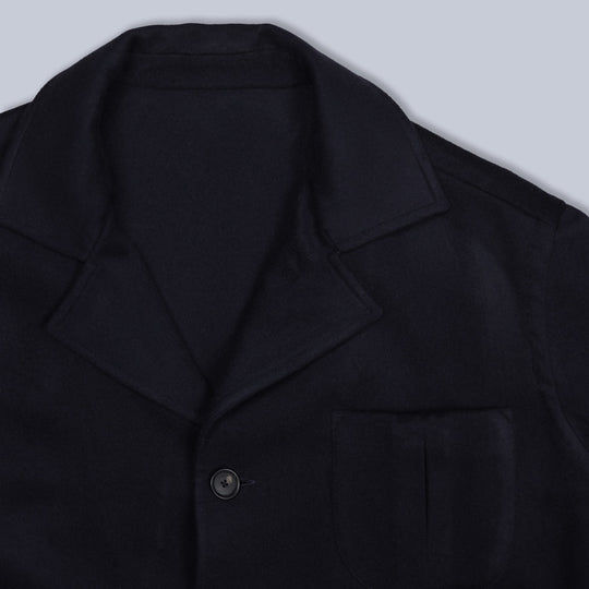 Navy Wool Cashmere Sahariana Jacket