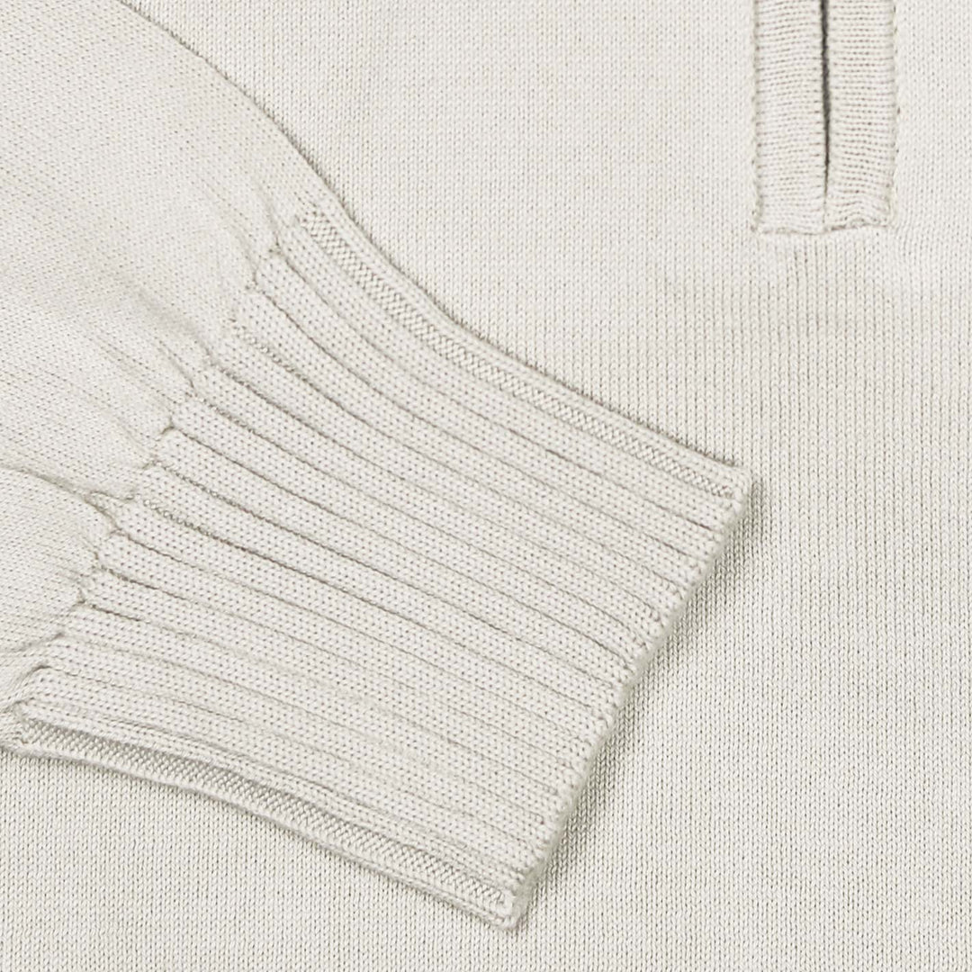 Beige Cotton Half Zip Sweater