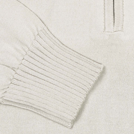Beige Cotton Half Zip Sweater