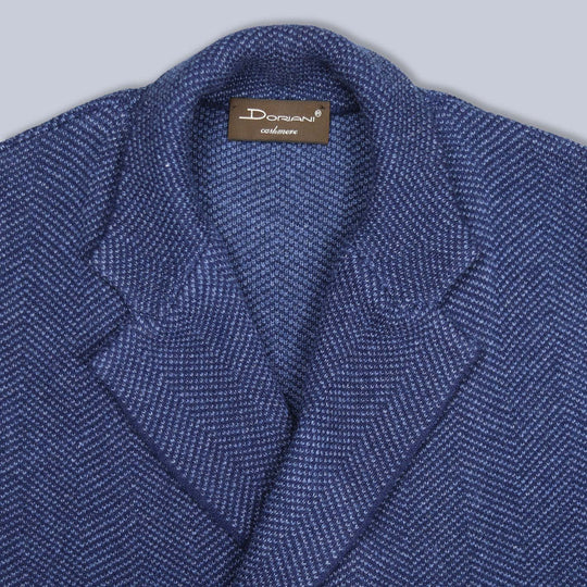 Blue Wool Cashmere Silk Double-breasted Cardigan Blazer