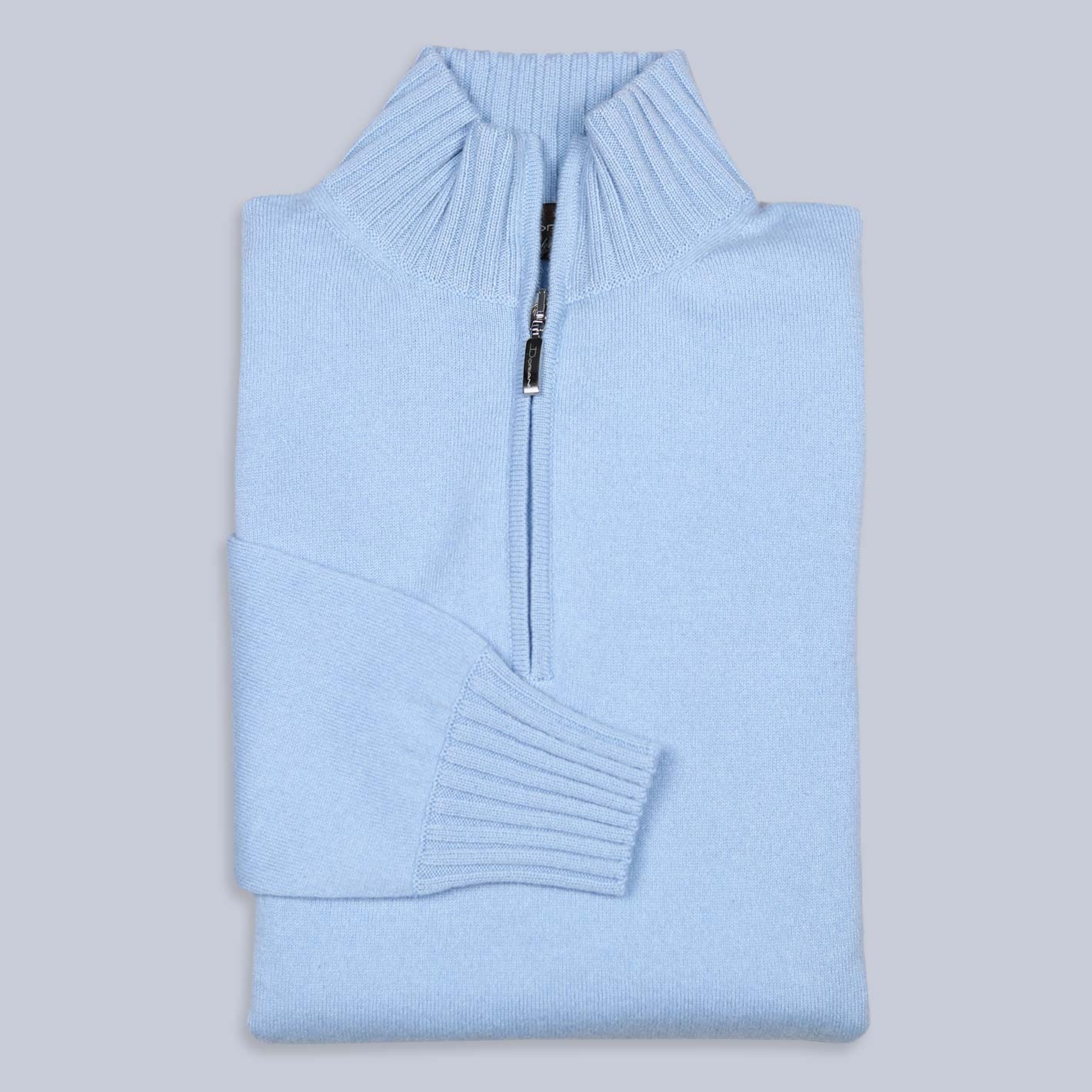Light Blue Cashmere Half Zip Sweater – Lund & Lund