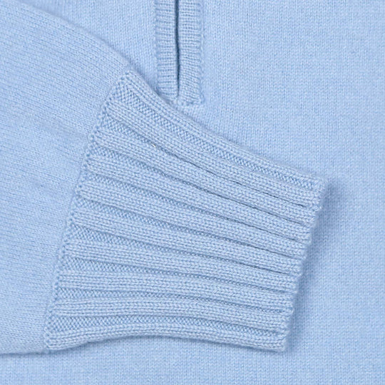 Light Blue Cashmere Half Zip Sweater