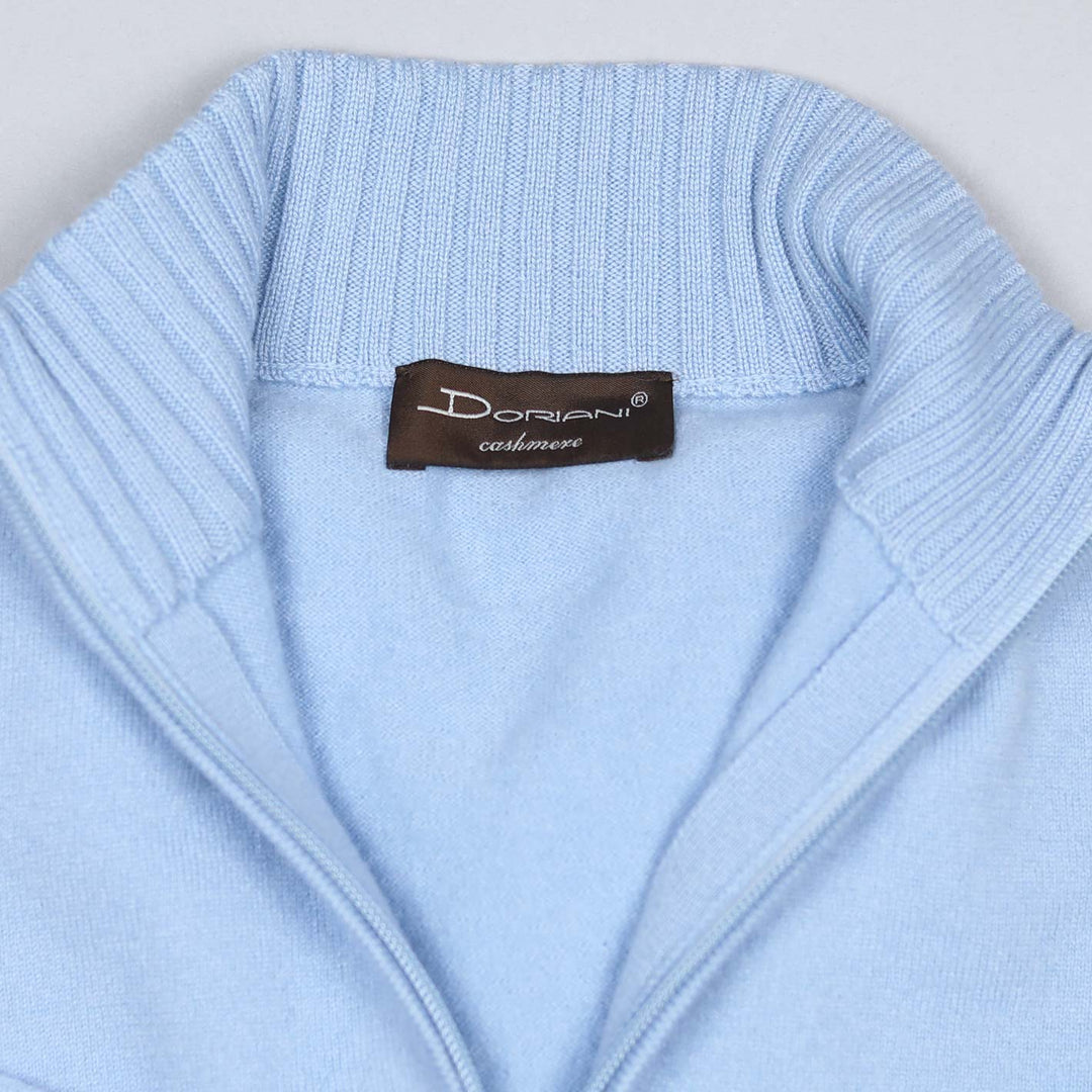 Light Blue Cashmere Half Zip Sweater