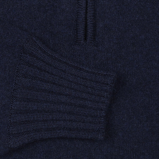 Navy Cashmere Half Zip Sweater