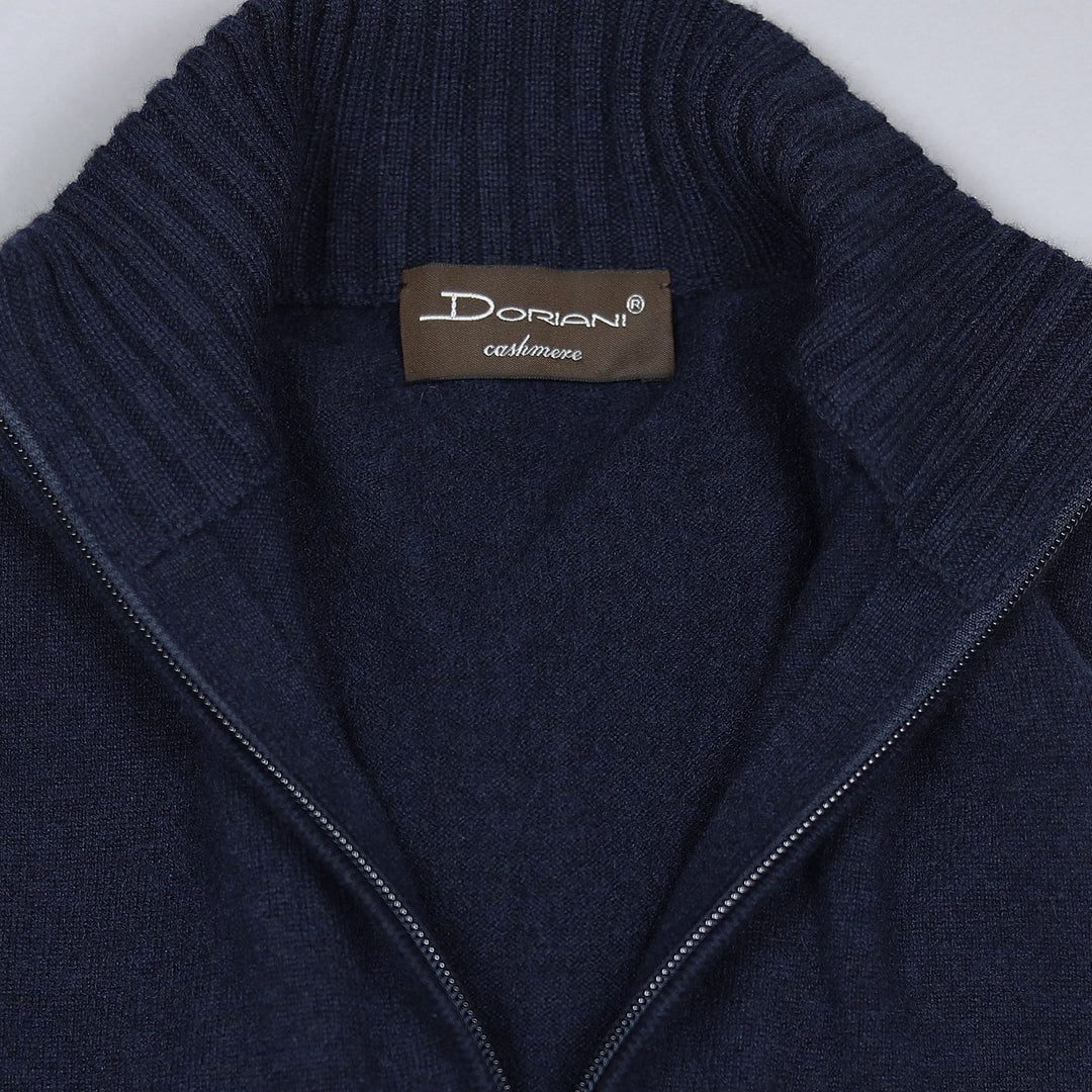 Navy Cashmere Half Zip Sweater