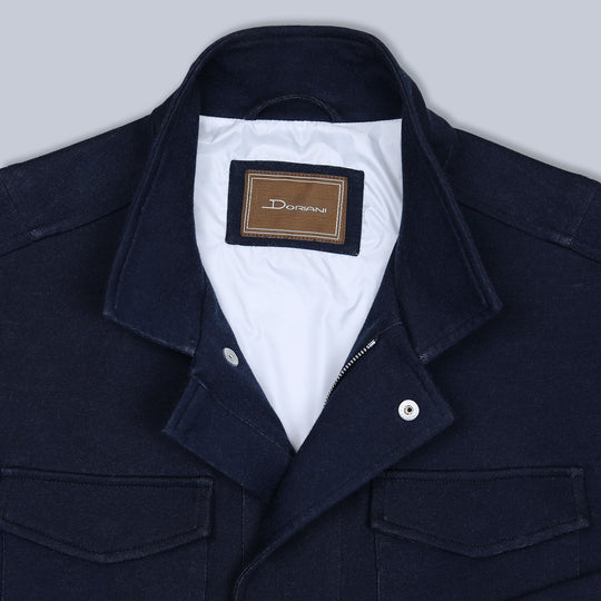 Navy Cotton Jersey Lined Field Jacket