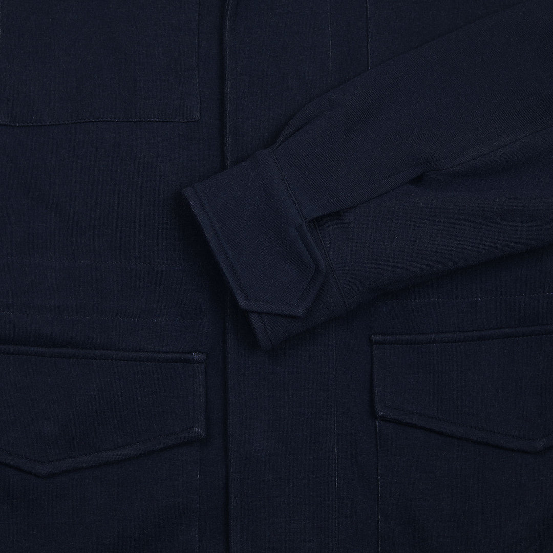 Navy Cotton Jersey Lined Field Jacket