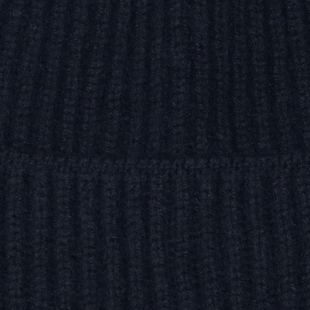 Navy Ribbed Cashmere Beanie