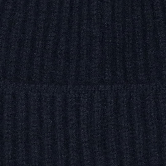 Navy Ribbed Cashmere Beanie