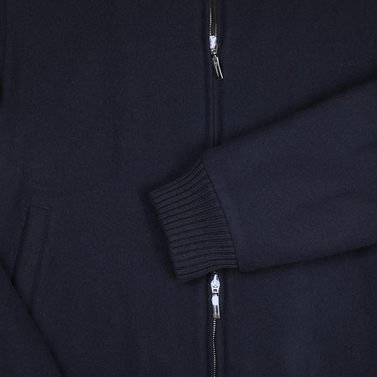 Navy Super 180's Wool Padded Bomber Jacket