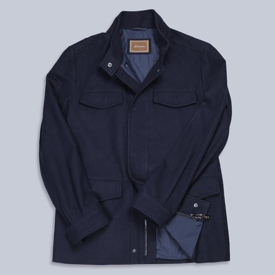 Navy Superfine 180s Wool Lined Field Jacket