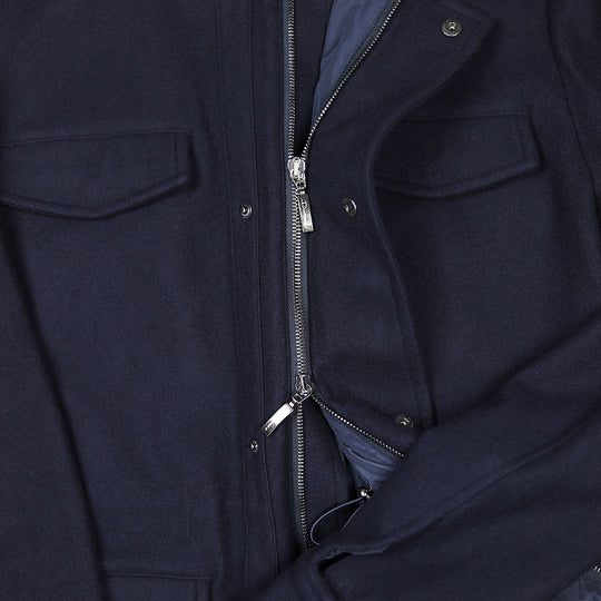 Navy Superfine 180s Wool Lined Field Jacket