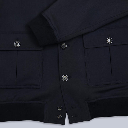 Navy Tropical Wool Lined Valstarino Jacket