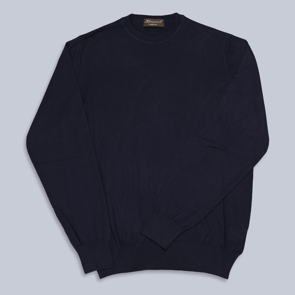 Navy Wool Silk Cashmere Sweater