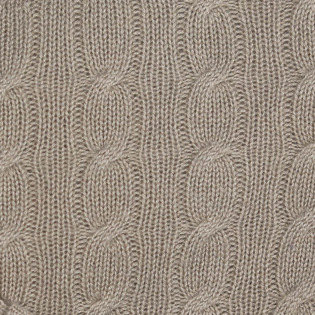 Beige Cashmere Cable Knitted Sweater