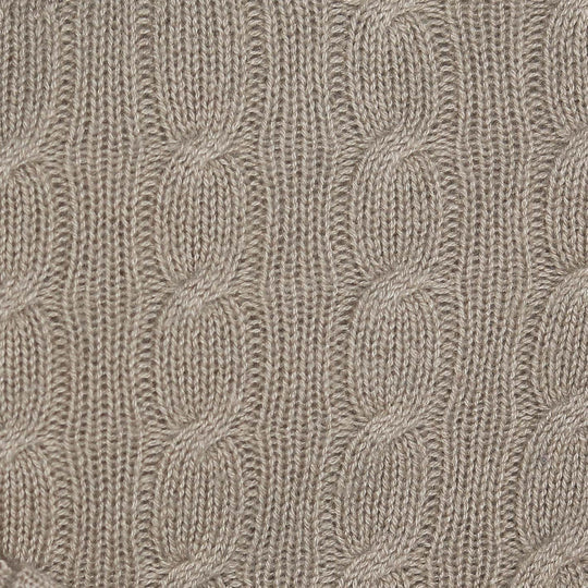 Beige Cashmere Cable Knitted Sweater