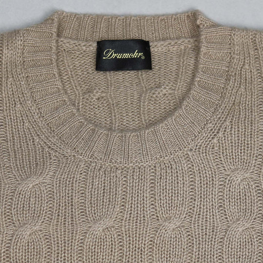 Beige Cashmere Cable Knitted Sweater