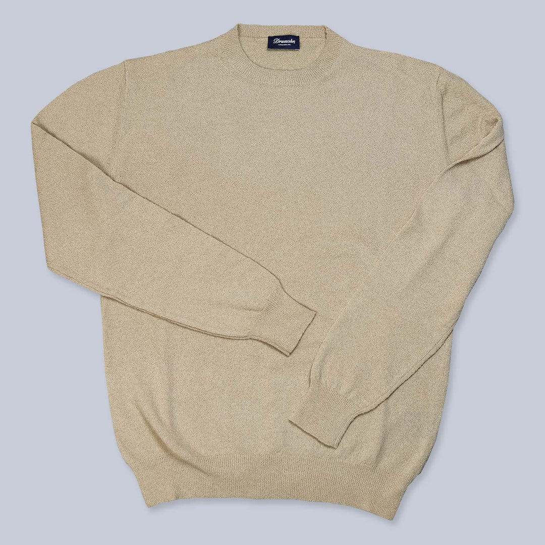 Beige Cotton Blend Long Sleeve Sweater