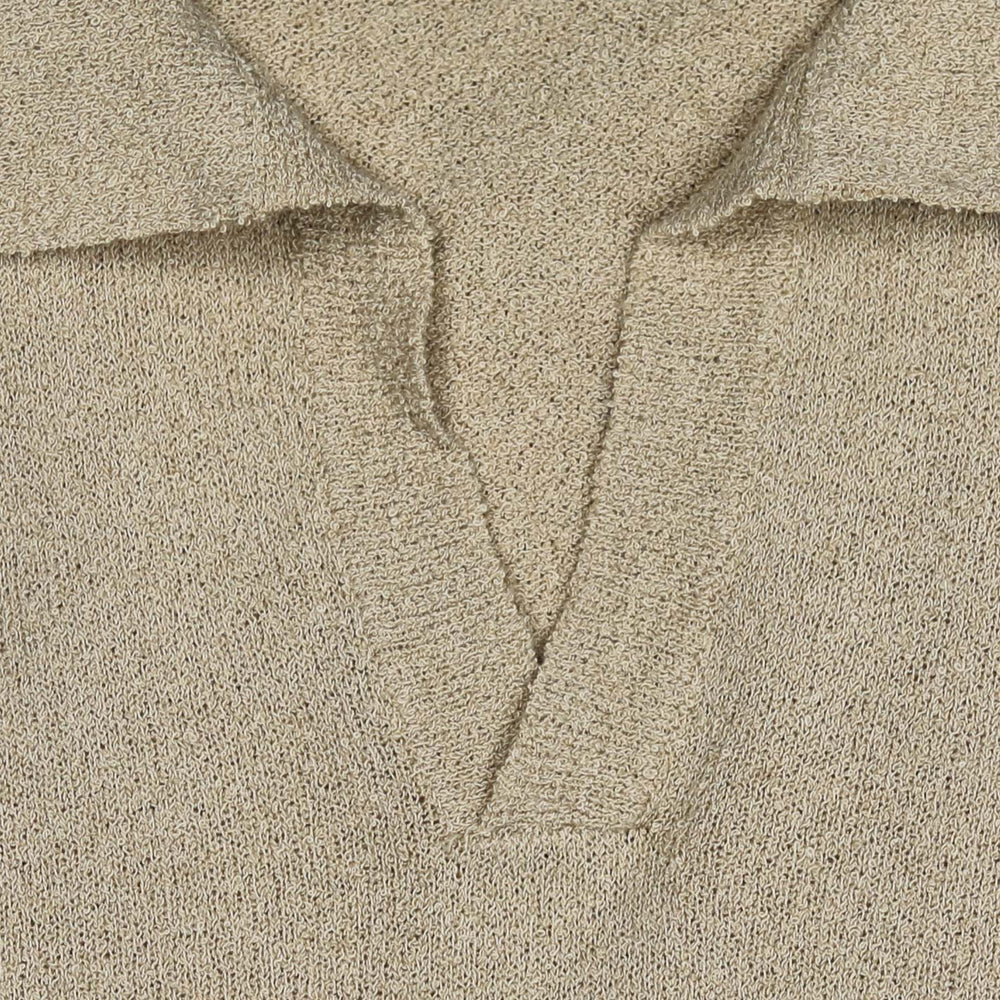 Beige Cotton Blend Short Sleeve Polo Shirt