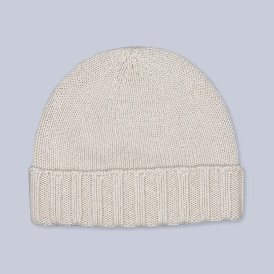 Beige Ribbed Cashmere Beanie