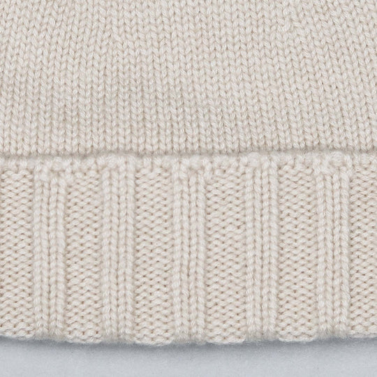 Beige Ribbed Cashmere Beanie