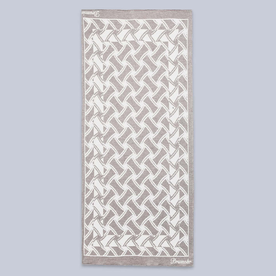 Beige White Patterned Beach Towel