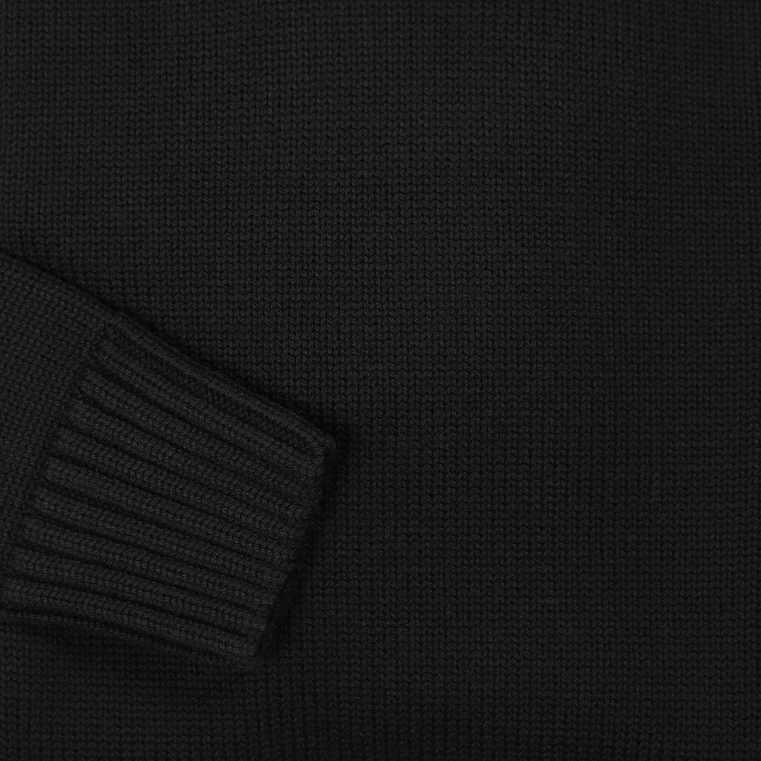 Black Extra Fine Merino Roll Neck Sweater