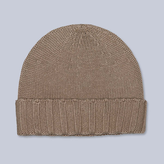 Camel Ribbed Cashmere Beanie