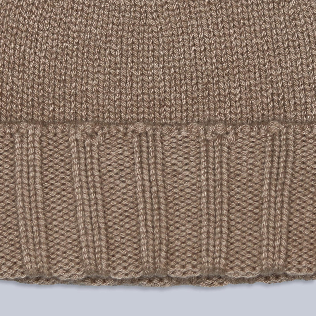 Camel Ribbed Cashmere Beanie