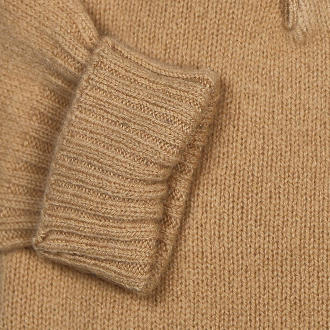 Dark Beige Lambswool Long Sleeve Polo Shirt