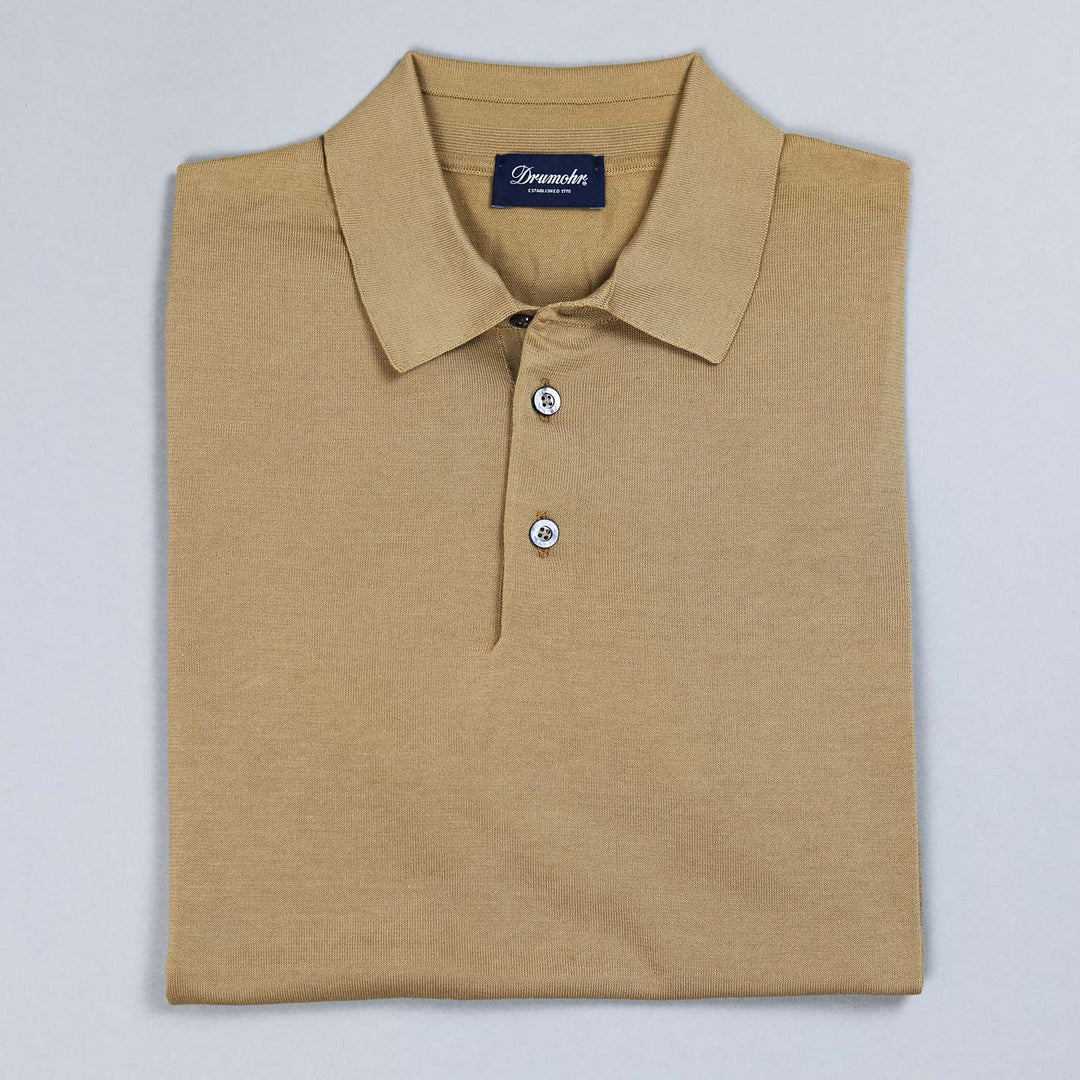 Dark Beige Short Sleeve Knitted Polo Shirt