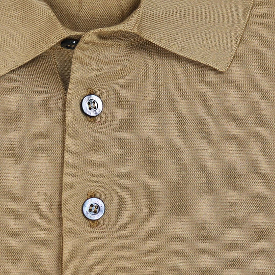 Dark Beige Short Sleeve Knitted Polo Shirt