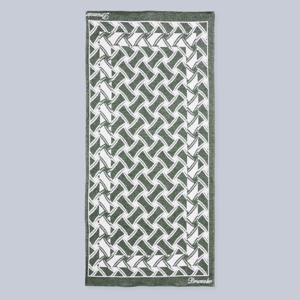 Dark Green White Patterned Beach Towel