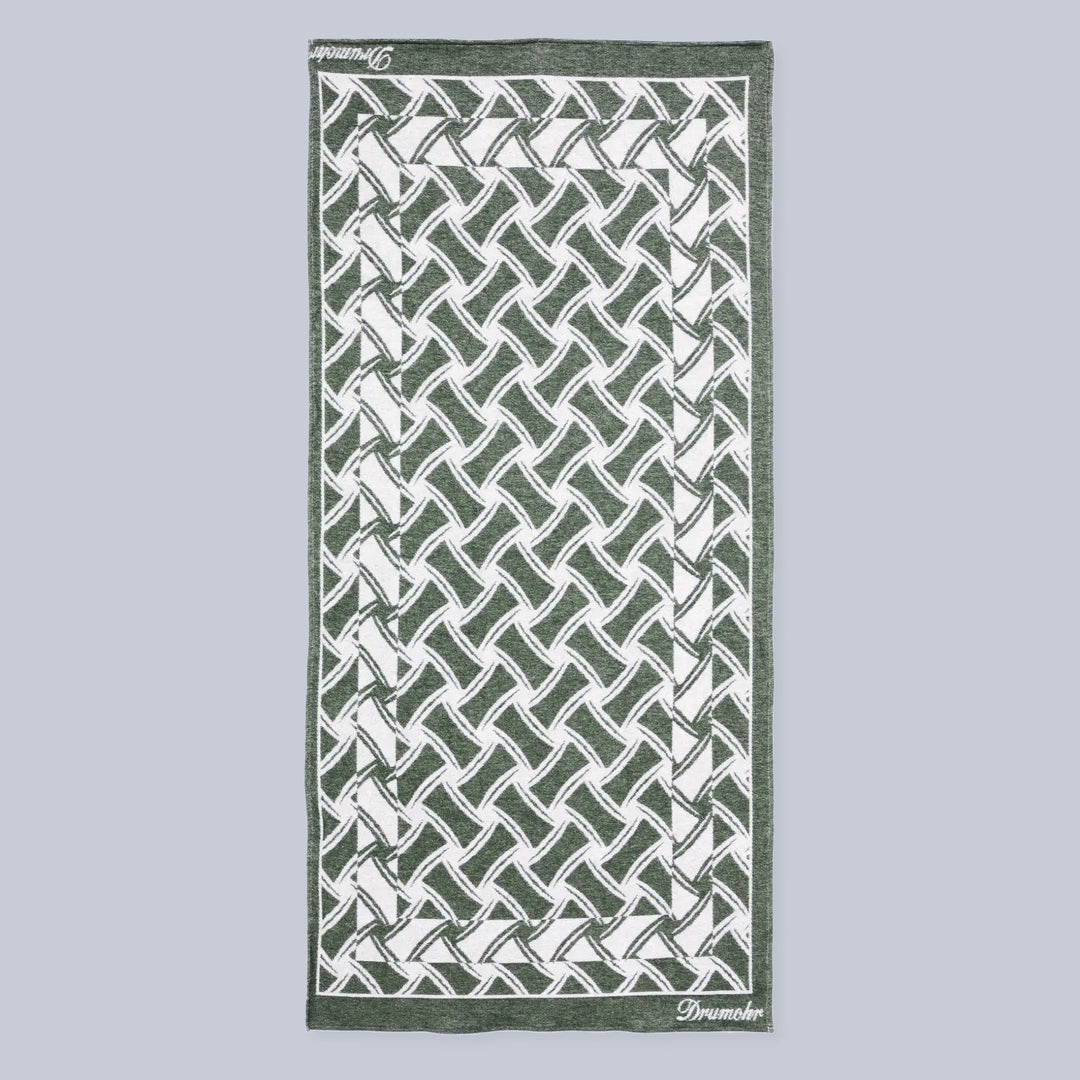 Dark Green White Patterned Beach Towel