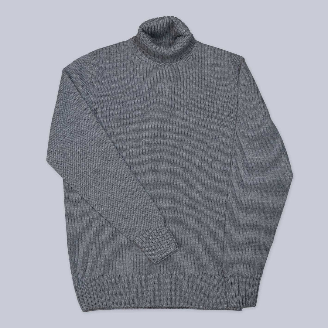Grey Extra Fine Merino Roll Neck Sweater