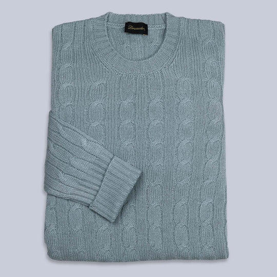 Jade Green Cashmere Cable Knitted Sweater