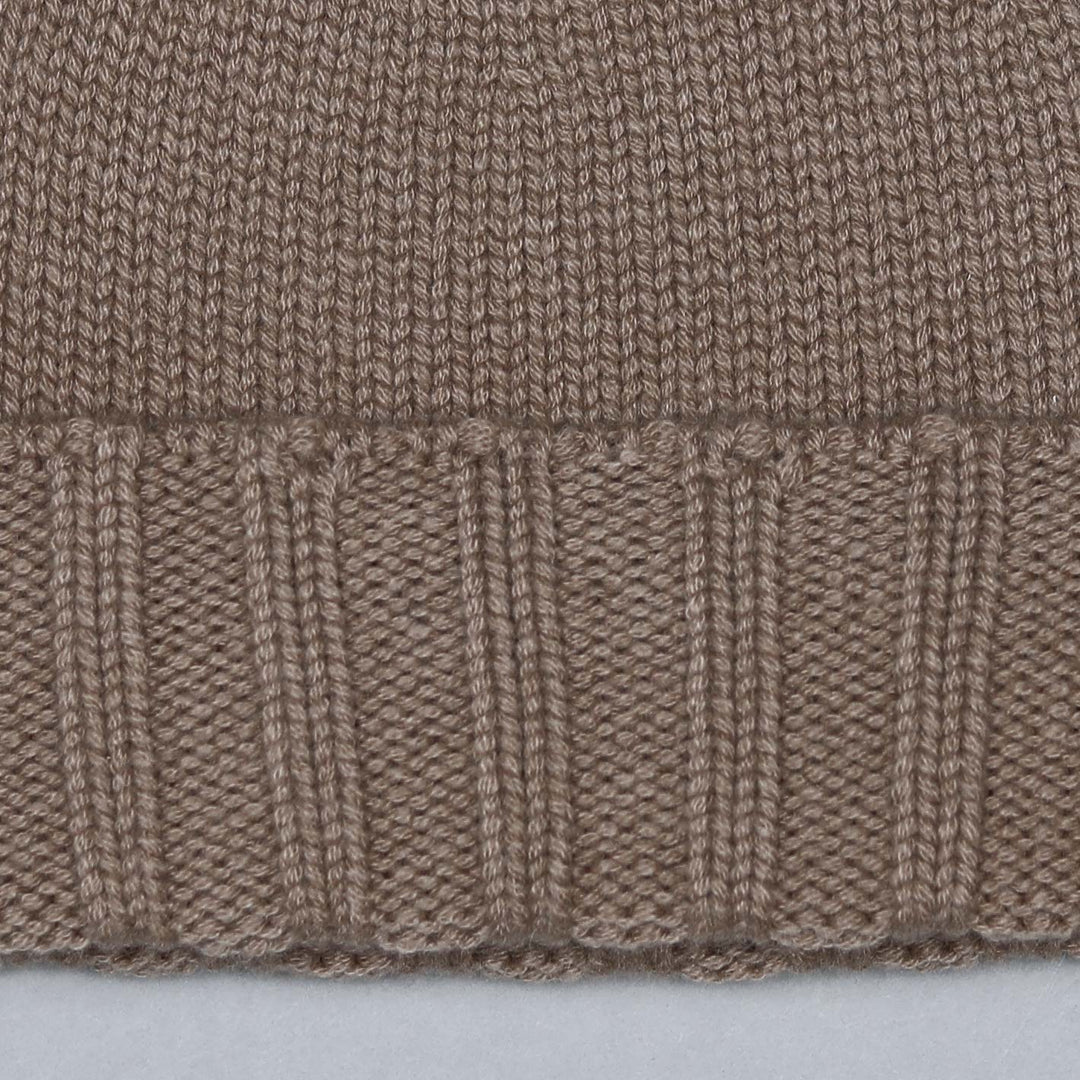 Light Brown Ribbed Cashmere Beanie