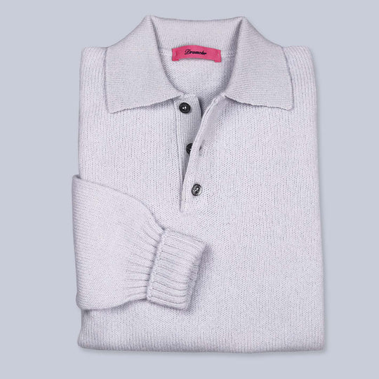 Lavender Lambswool Long Sleeve Polo Shirt