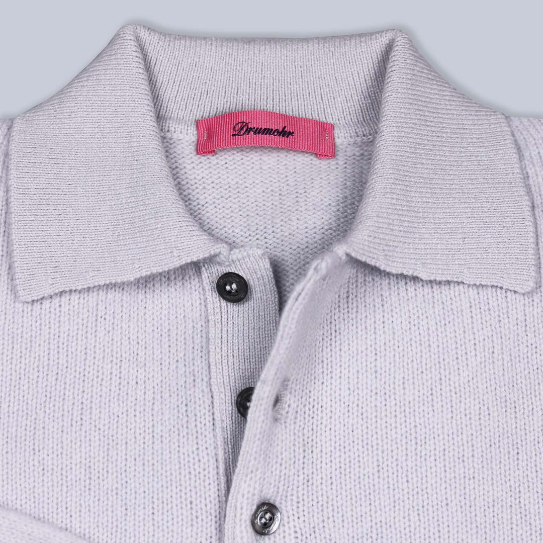 Lavender Lambswool Long Sleeve Polo Shirt