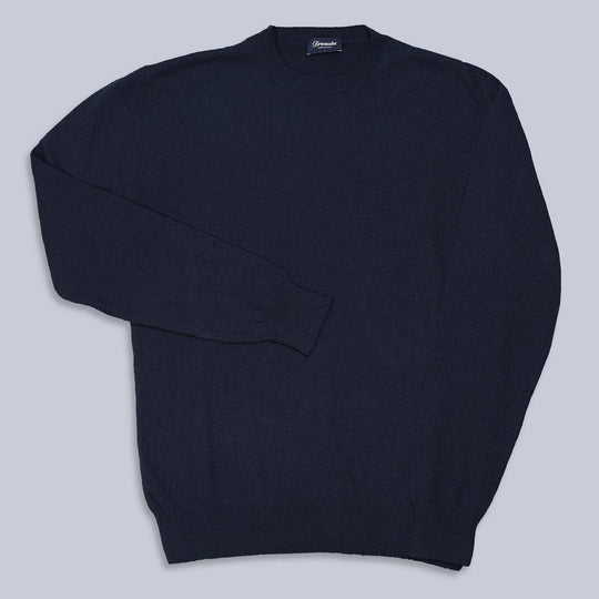 Navy Cotton Blend Long Sleeve Sweater
