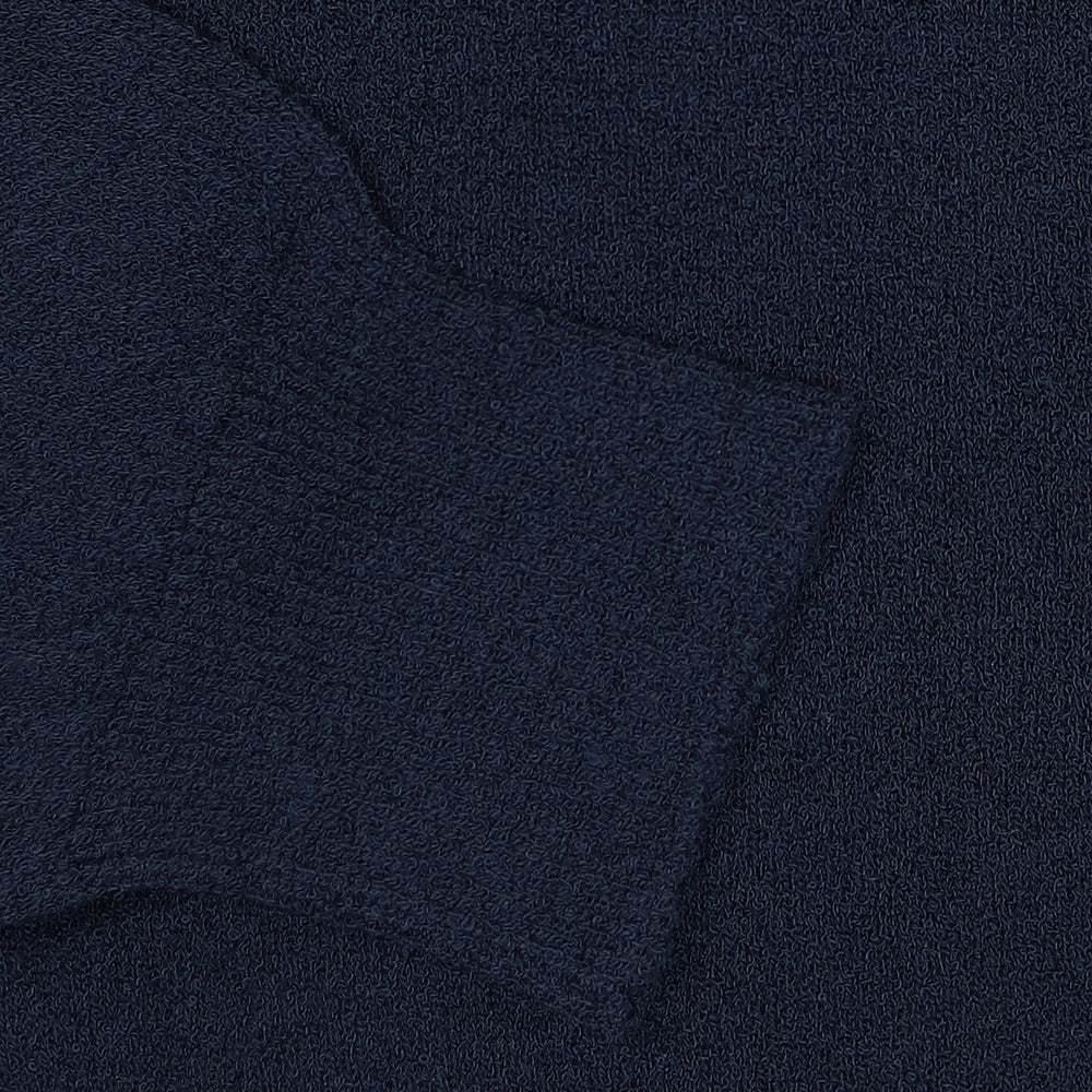 Navy Cotton Blend Long Sleeve Sweater