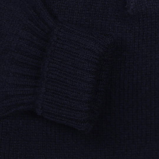 Navy Lambswool Long Sleeve Polo Shirt