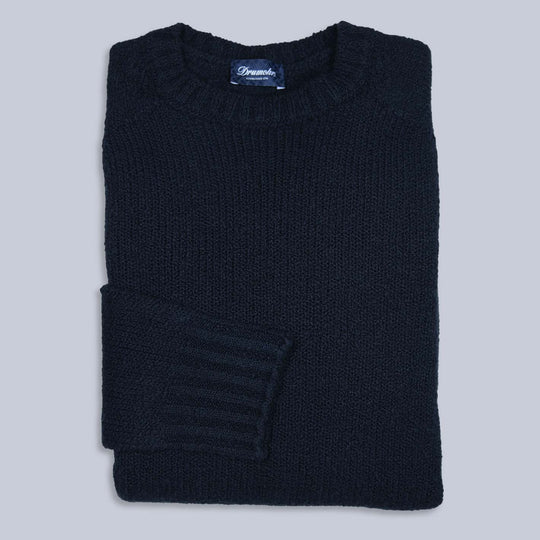 Navy Merino Wool Bouclé Sweater