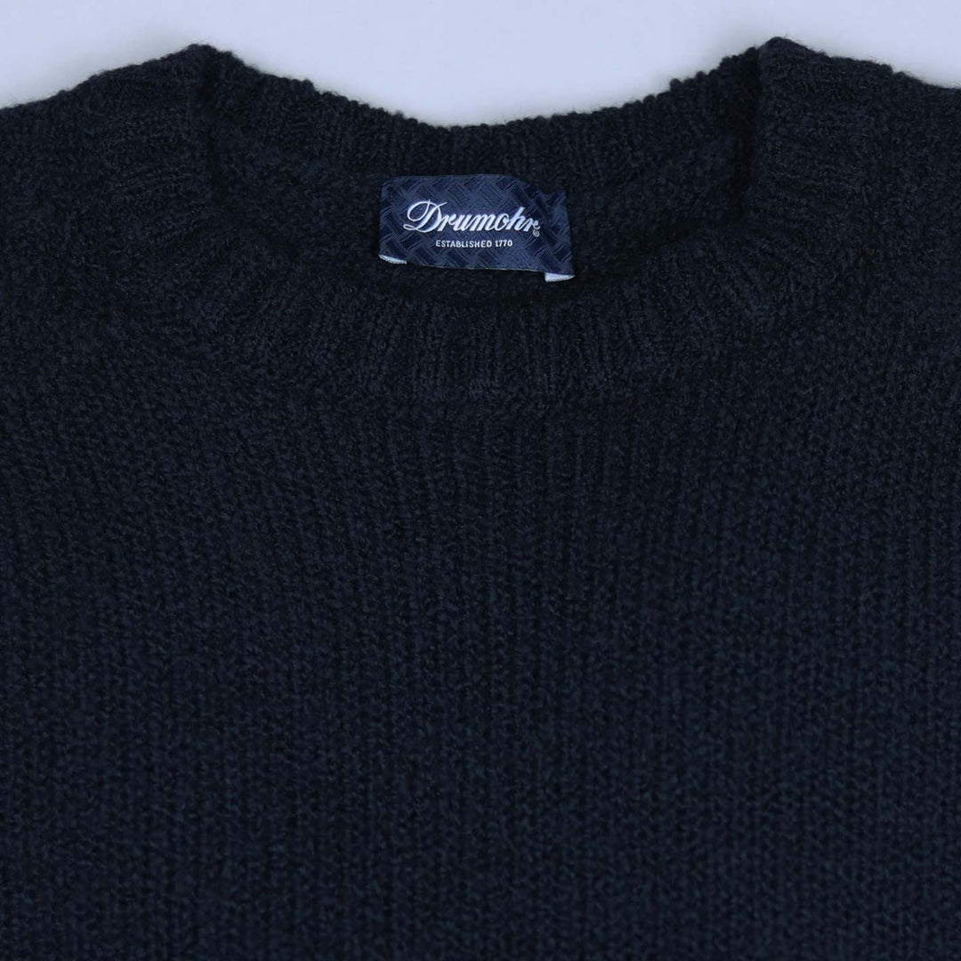 Navy Merino Wool Bouclé Sweater