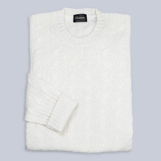 Off-white Cashmere Cable Knitted Sweater