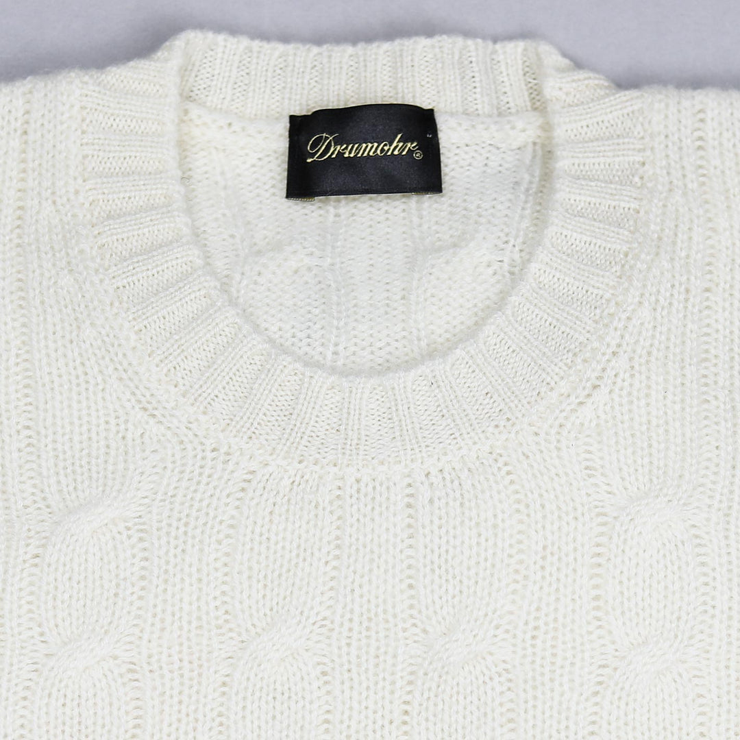 Off-white Cashmere Cable Knitted Sweater